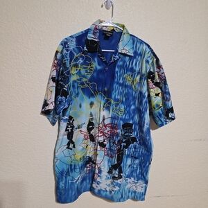 Vintage Canopy Hip Hop All Over Graphic Print Men's Size Medium Relaxed Fit Blue